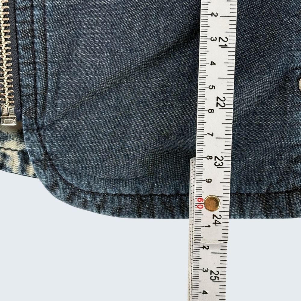 Chico's Women's Jacket Est Size M Blue Denim Zip Front Reversible Utility Casual - Picture 8 of 9